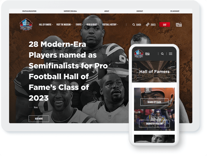 Pro Football Hall of Fame website design 