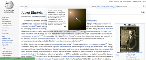 Image of a screenshot of Wiki Page for Albert Einstein to serve as an example.