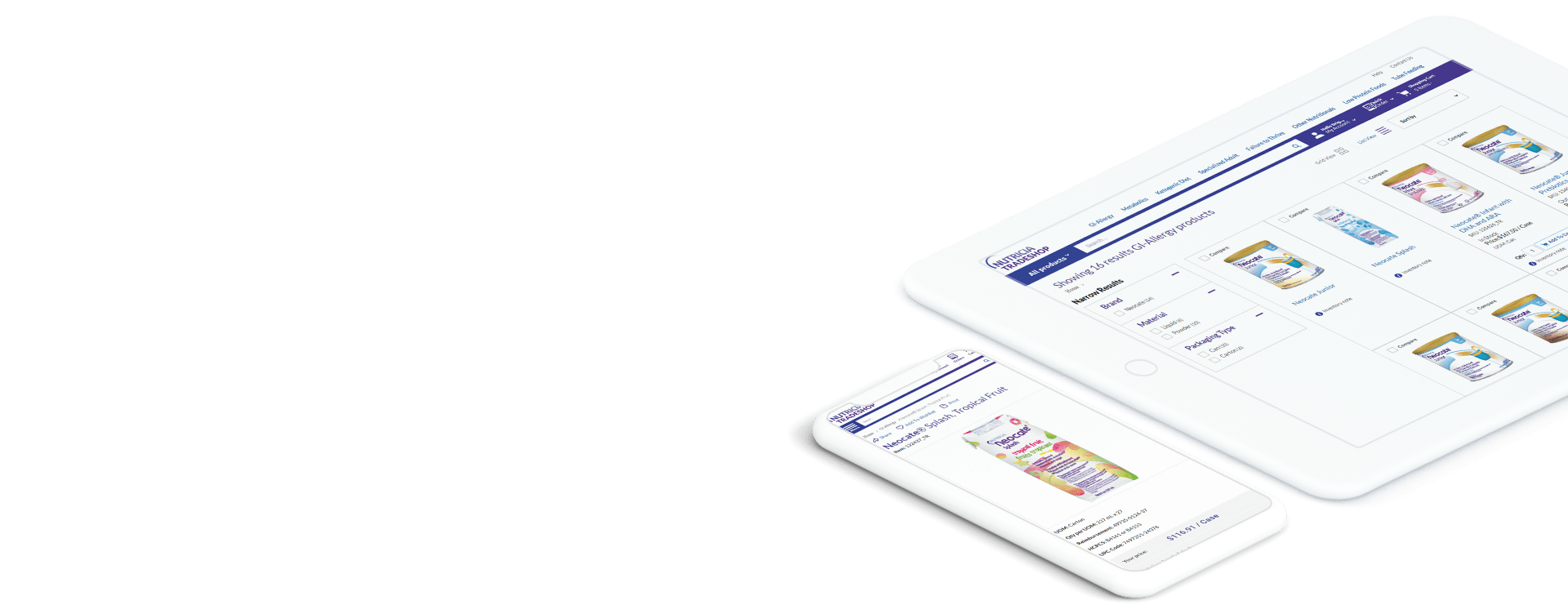 Nutricia Tradeshop ecommerce case study device imagery