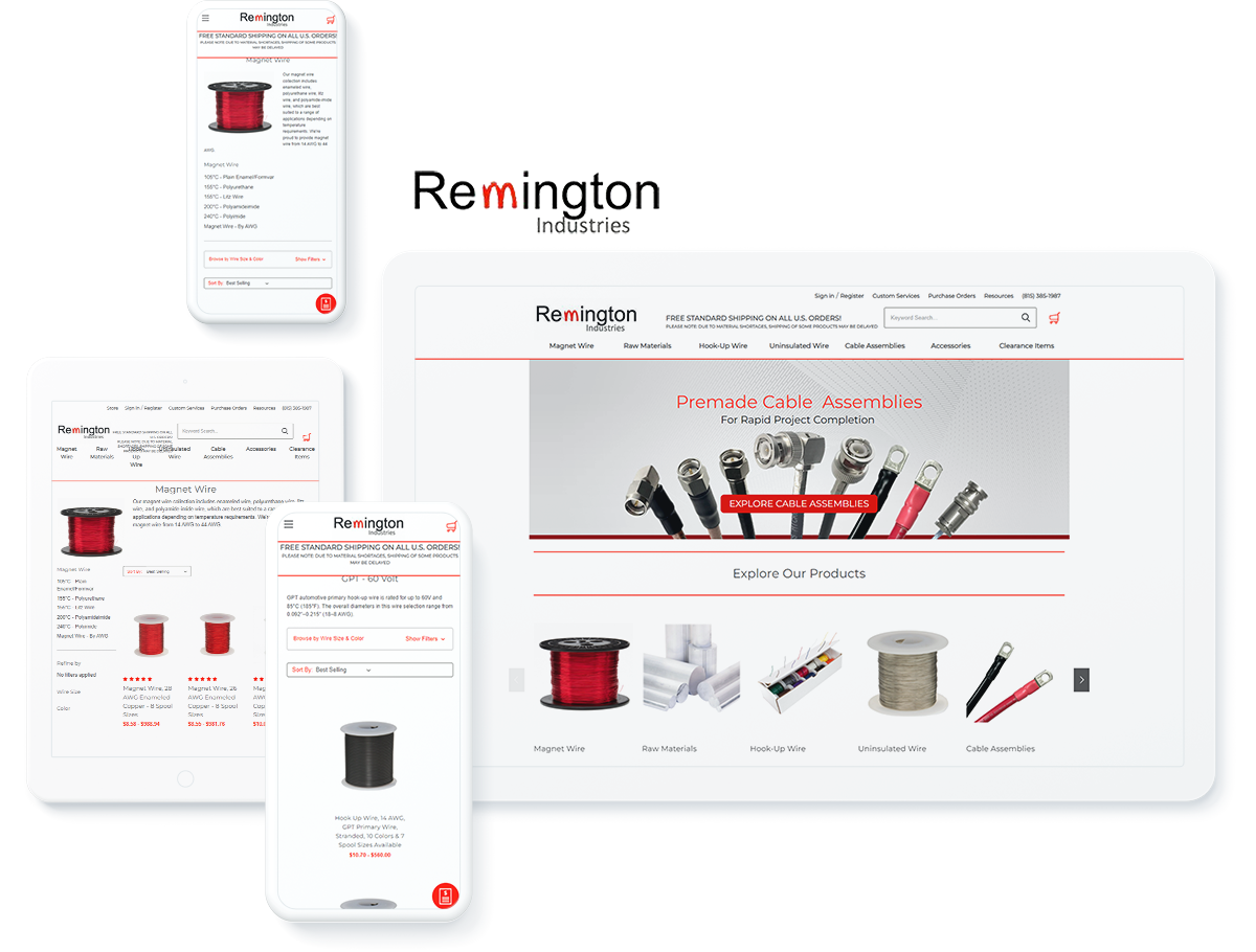 Remington ecommerce web design showcase