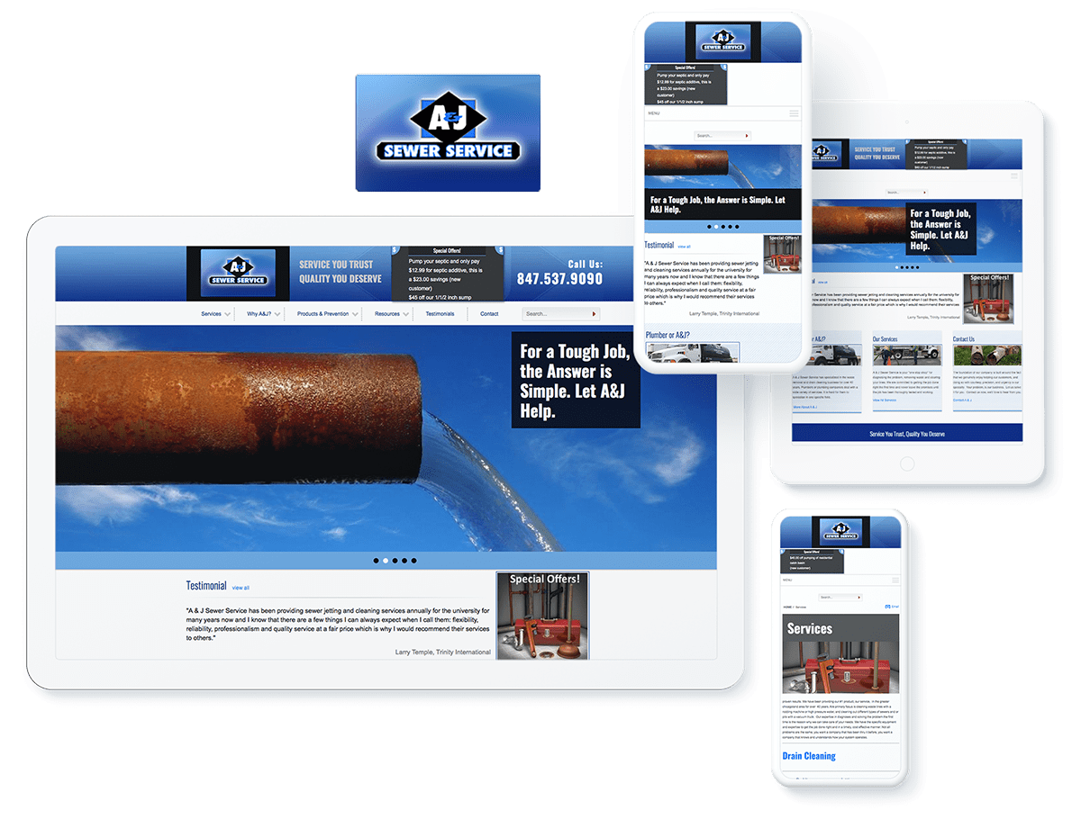 A & J Sewer Service web design and development