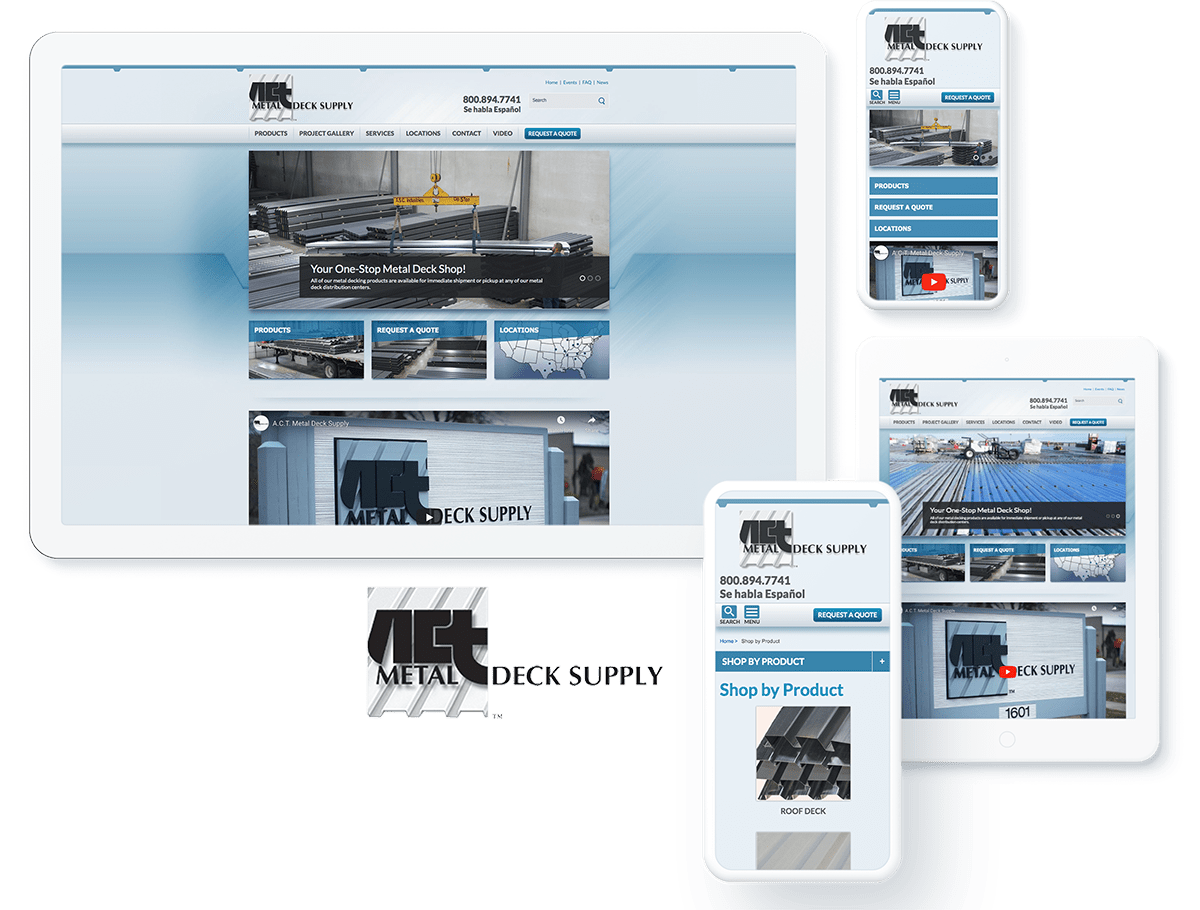 Act Metal Deck Supply web design and development