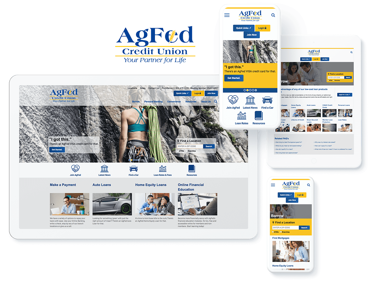AgFed Credit Union website design and development