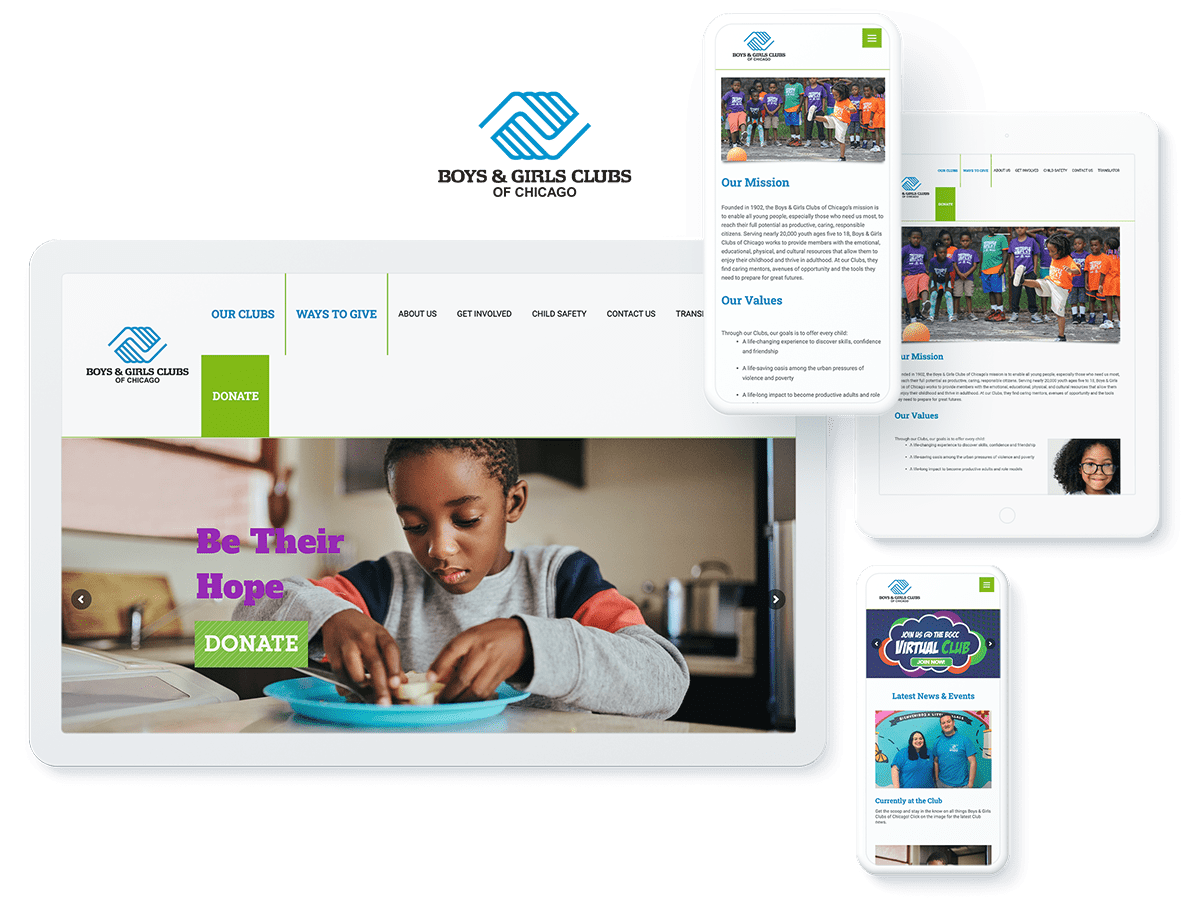 Boys and Girls Club of Chicago web design and development