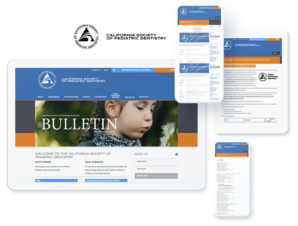 California Society of Pediatric Dentistry web design and development