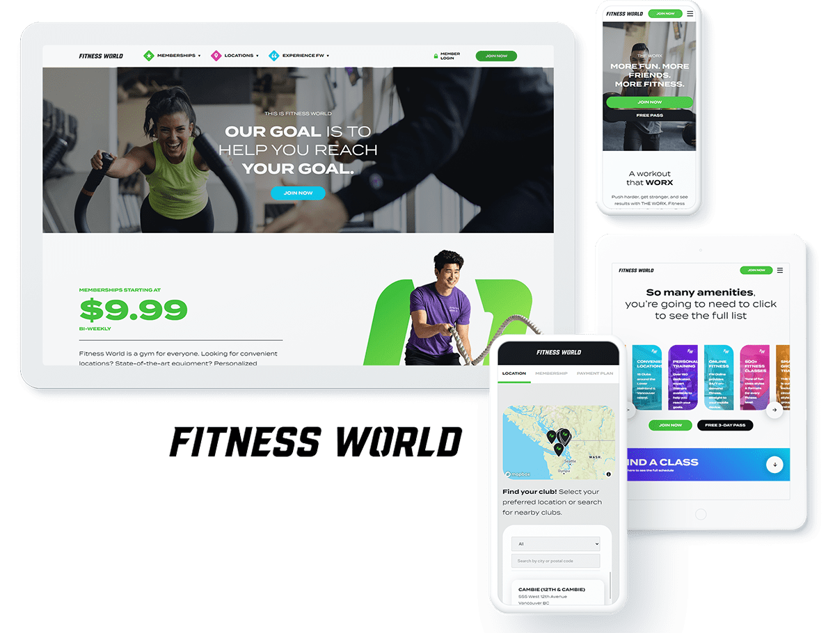 Fitness World website design and development