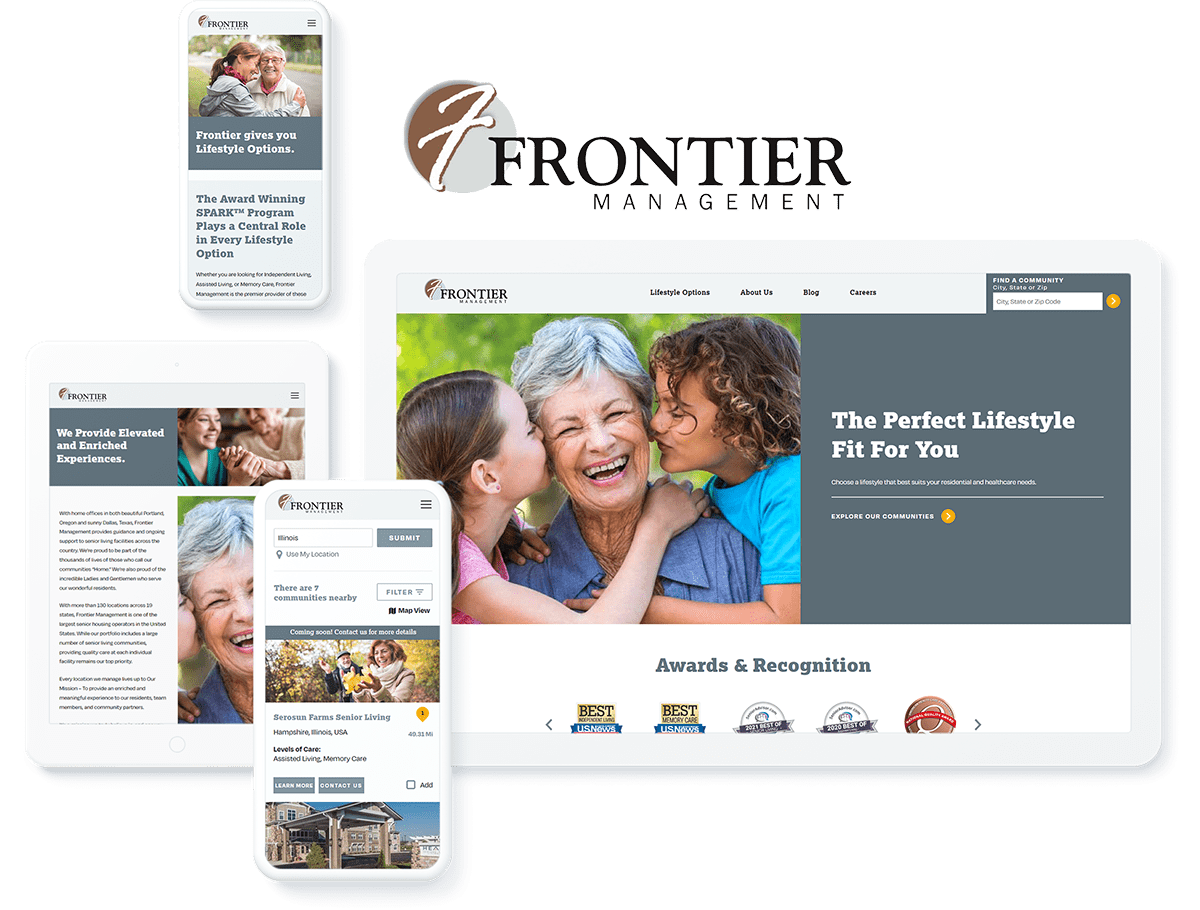 Frontier Management Retirement home web design and development