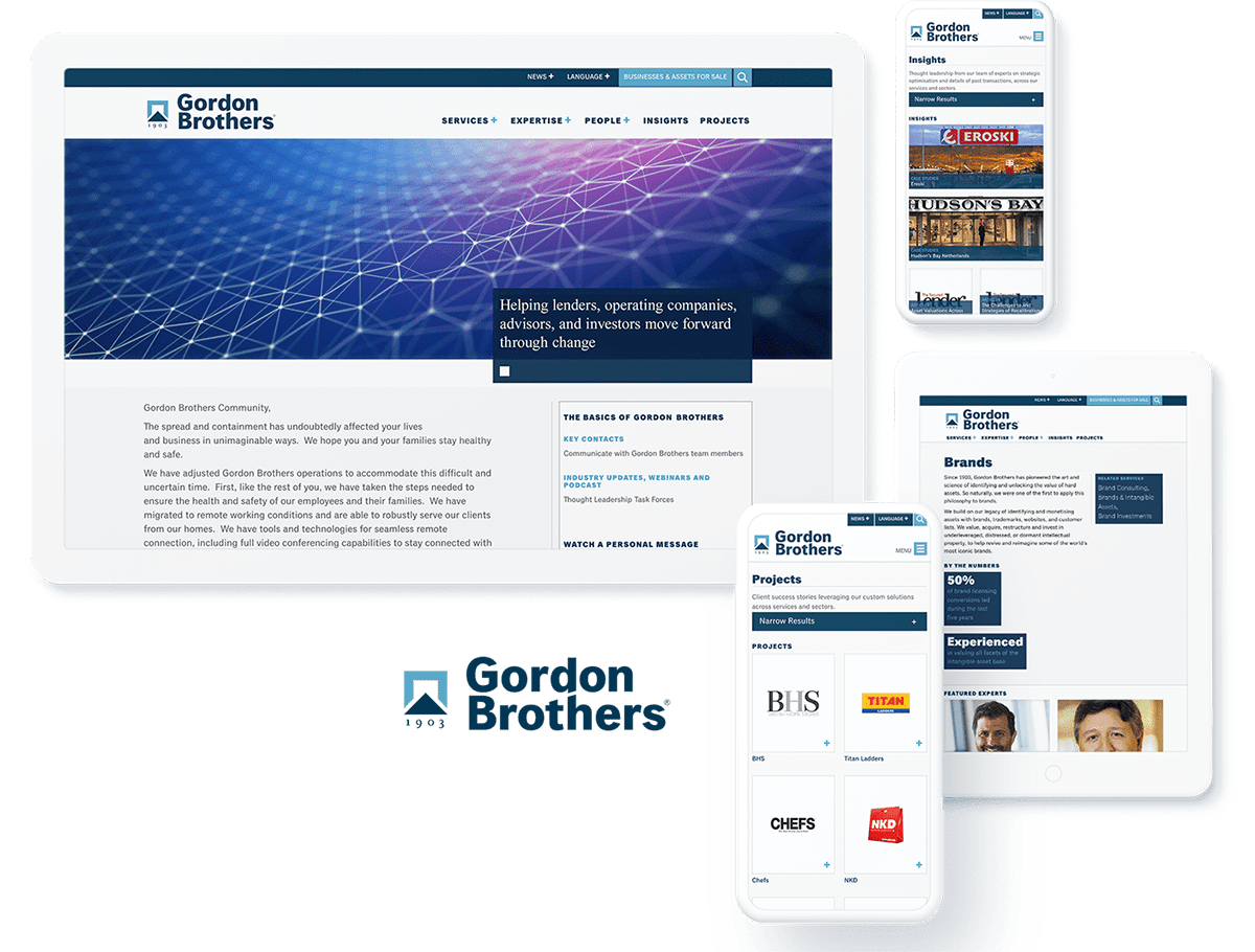 Gordon Brothers web design and development