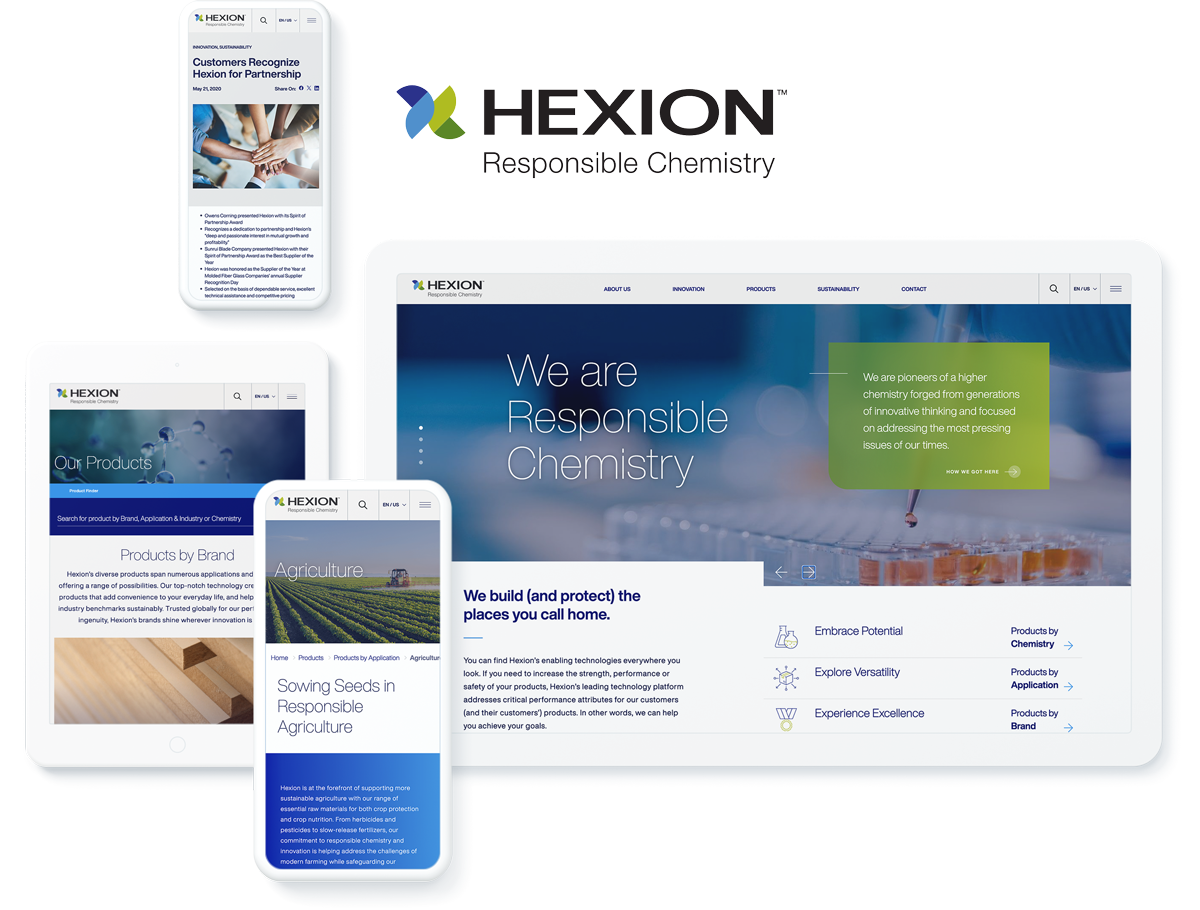 Hexion website design on Sitefinity