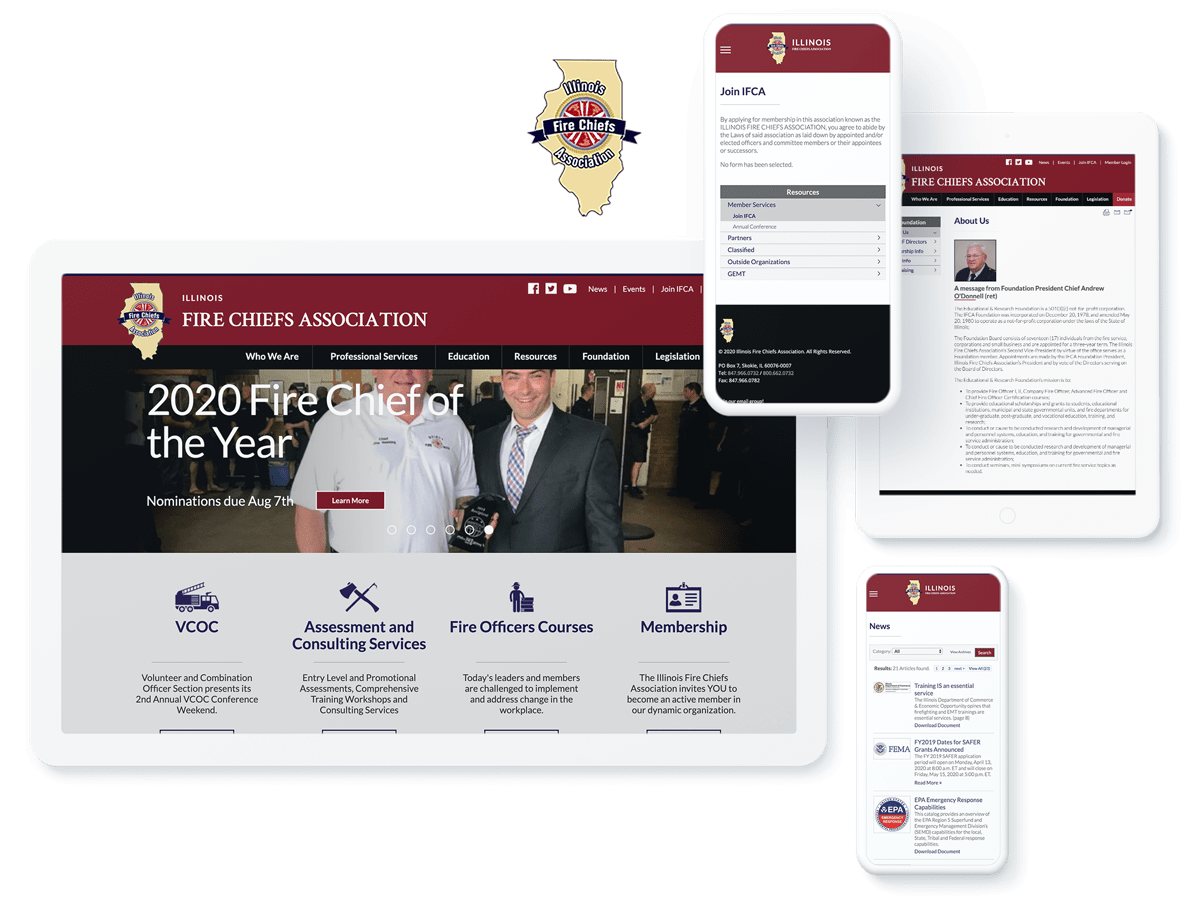 Illinois Fire Chiefs website design and development
