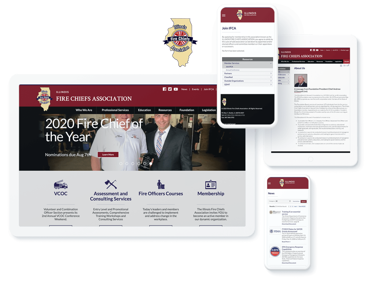 Website design and development for Illinios Fire Chiefs Association