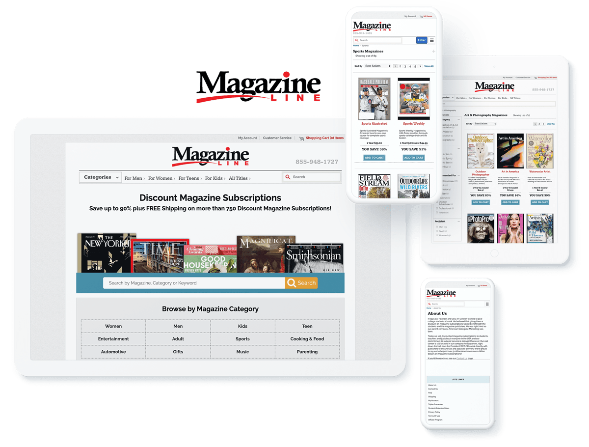 Magazine line website design and development