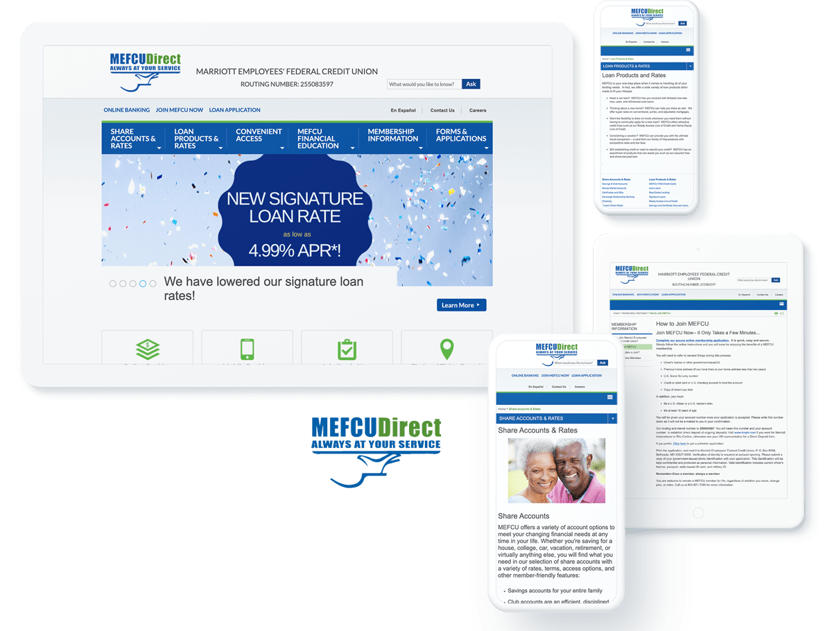 Marriott Employees Federal Credit Union website design and development