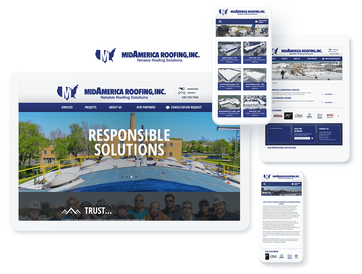 MidAmerica Roofing Professional Services Responsive web design