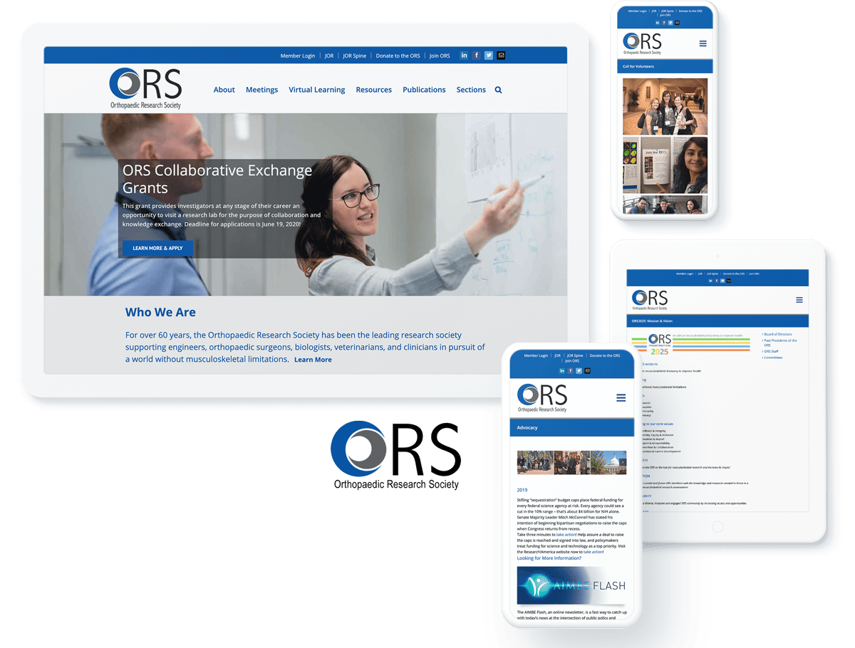 WordPress Healthcare Web Design Example Orthopedic Research Society