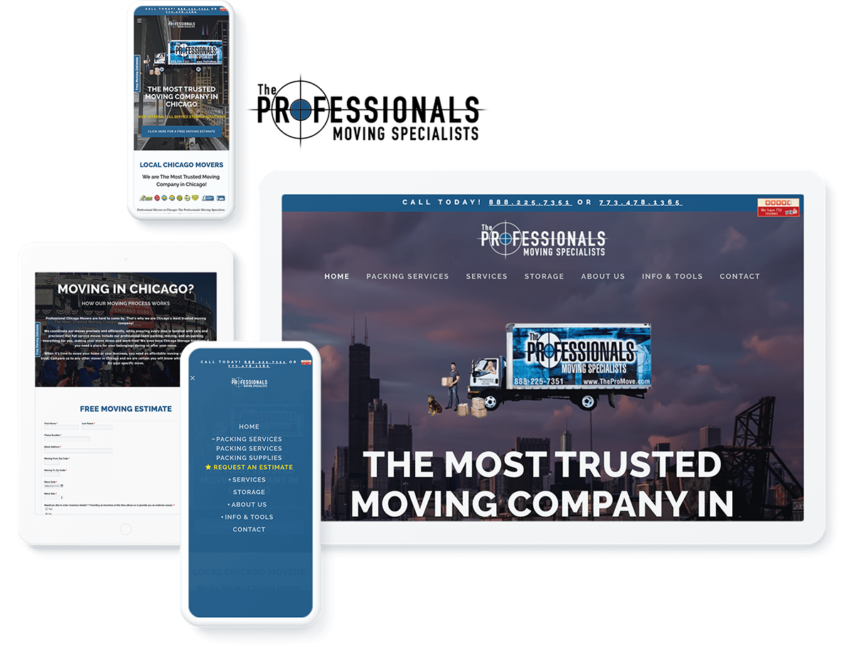 The Professionals Moving Specialists website design and development