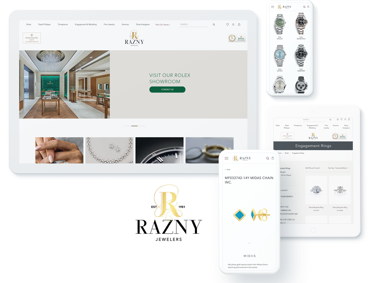 Razny Jewelers website design and development