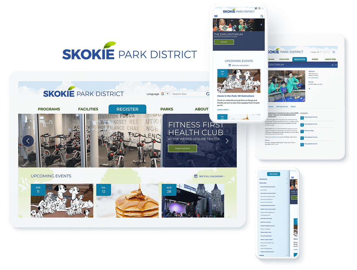 Park District Responsive  Design on idev Skokie Park District