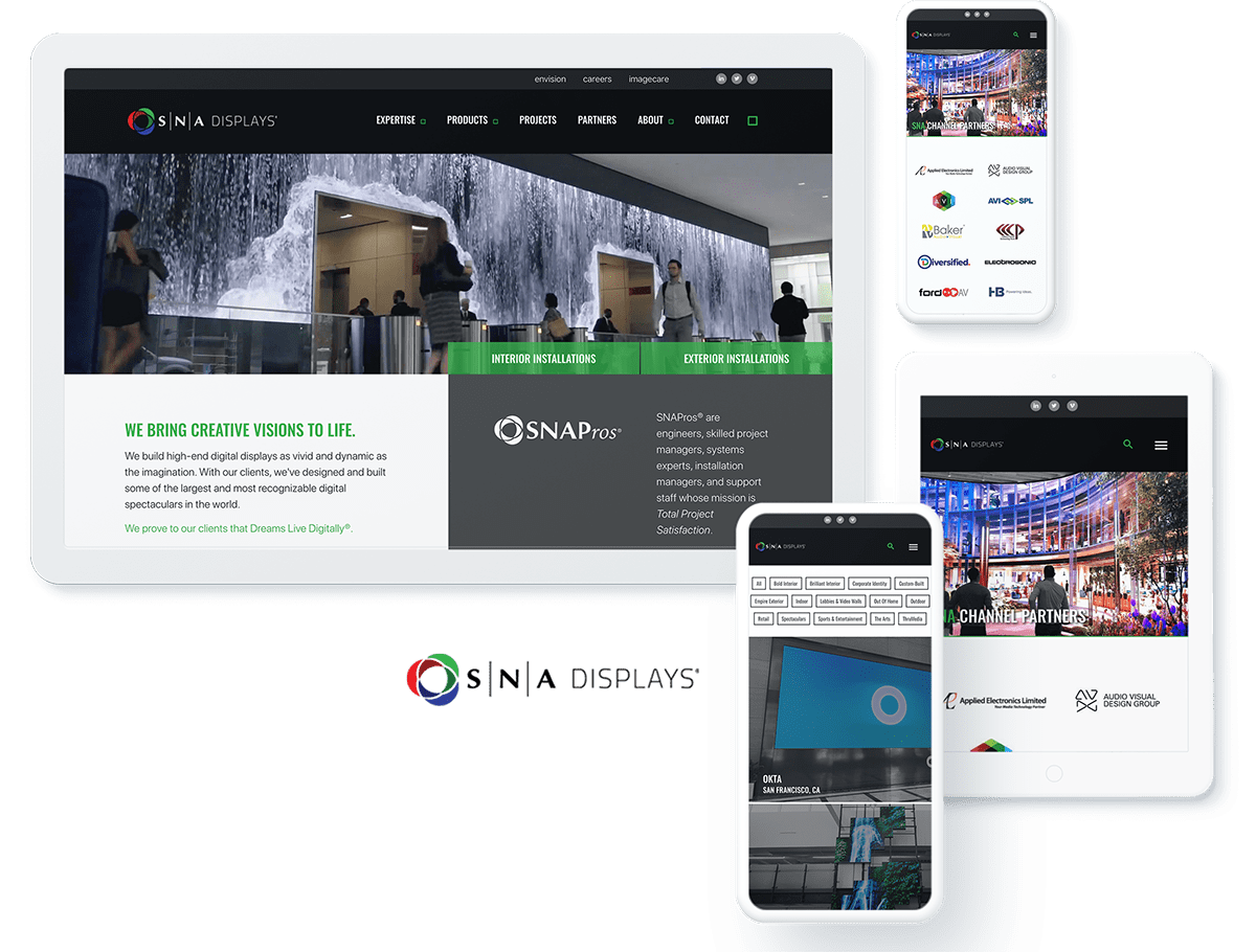 SNA Displays website design and development