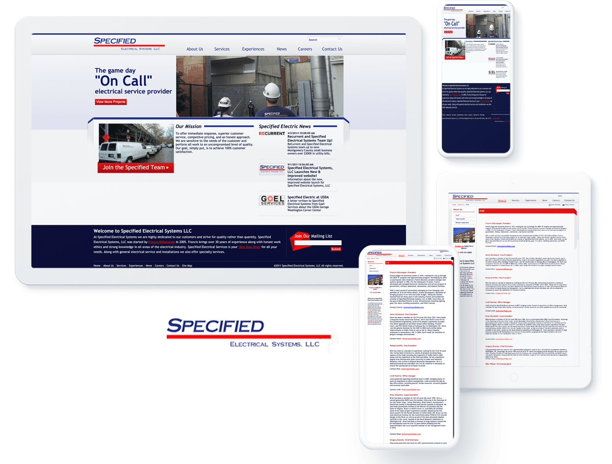 Specified Electrical Systems website design and development