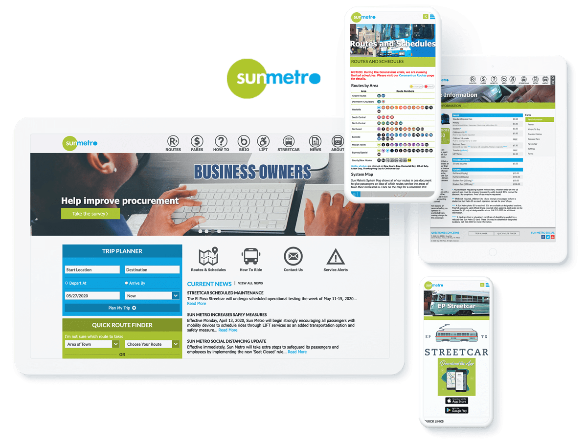 Sun metro website design and development