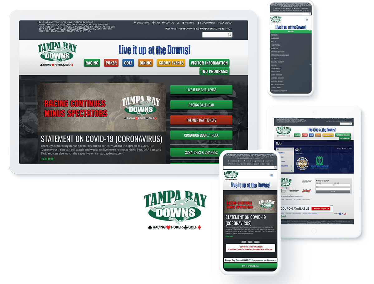 Tampa Bay Downs website design and development
