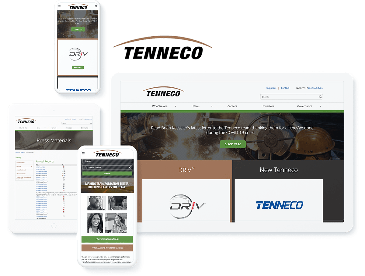 Tenneco web design and development