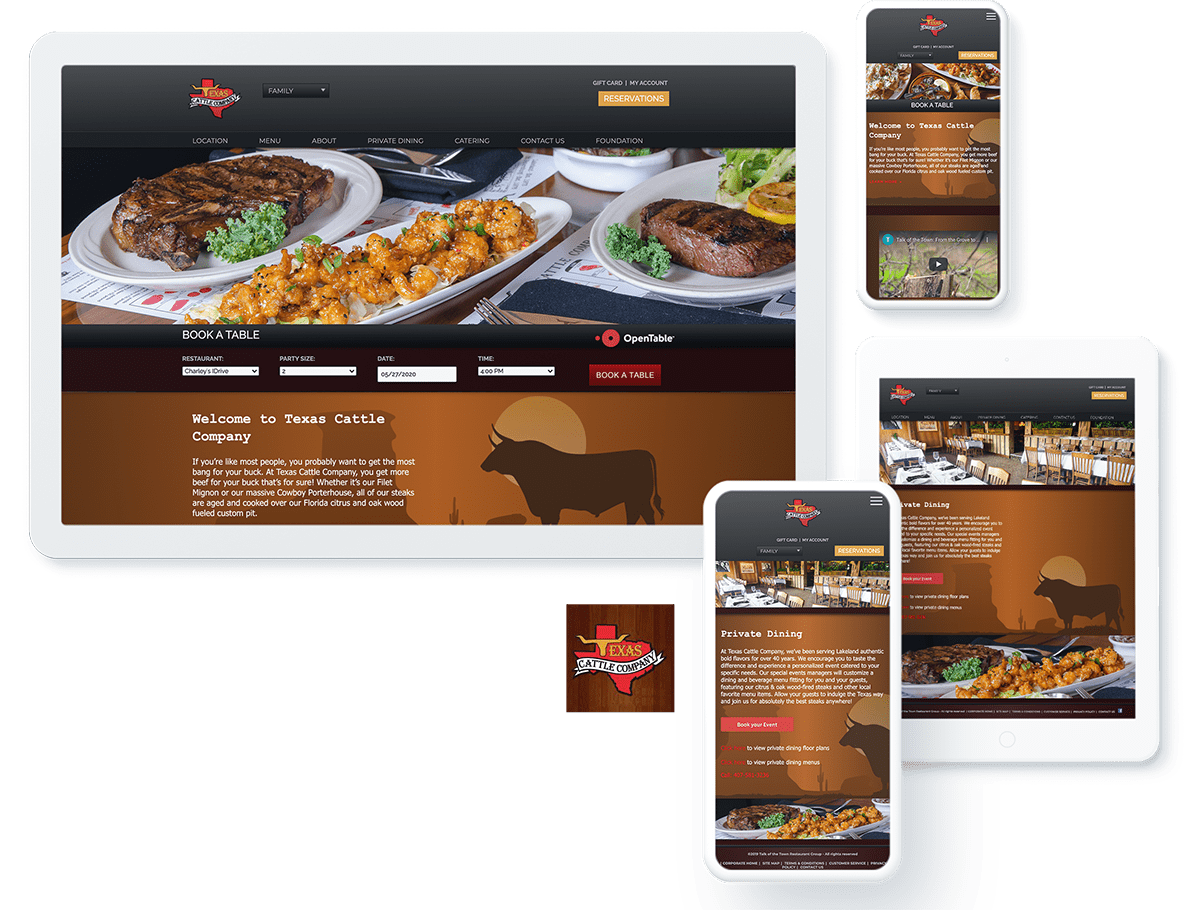 Texas Cattle Restaurant Website Design and Development