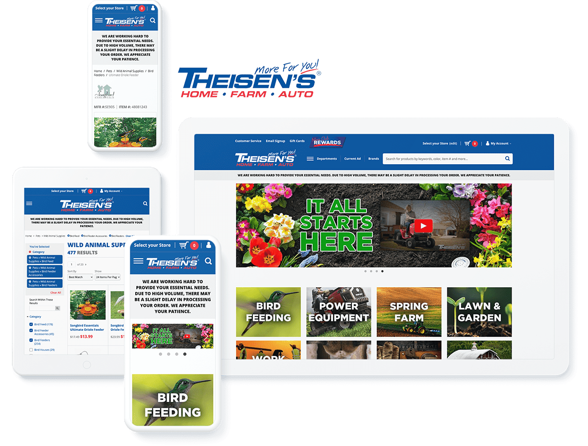 Theisen's ecommerce web design on ROC Commerce