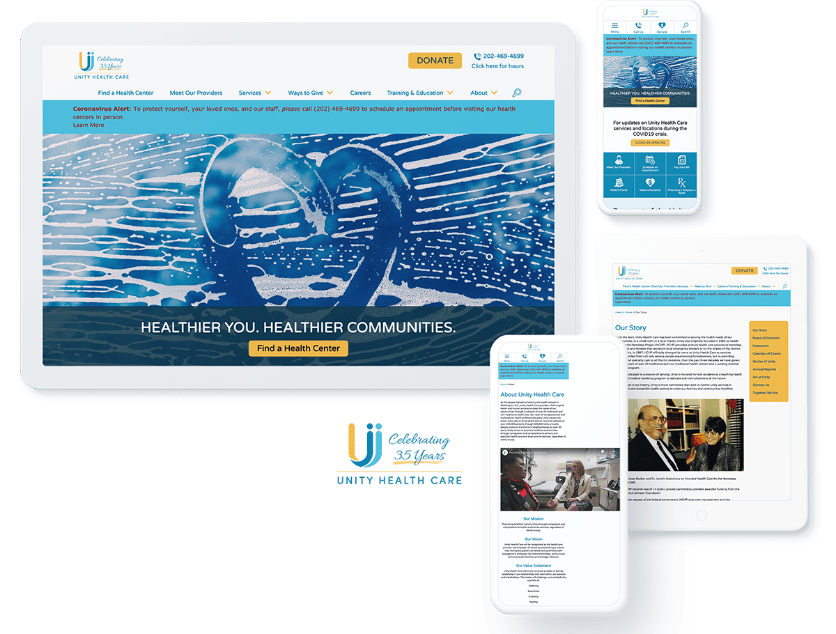 Unity Healthcare website design and development