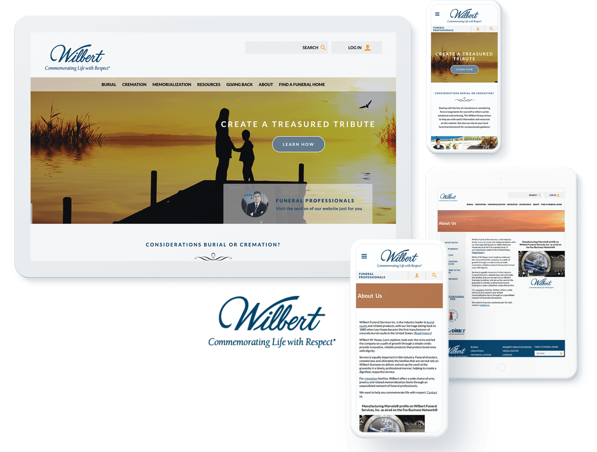 Wilbert Funeral Services website design and development