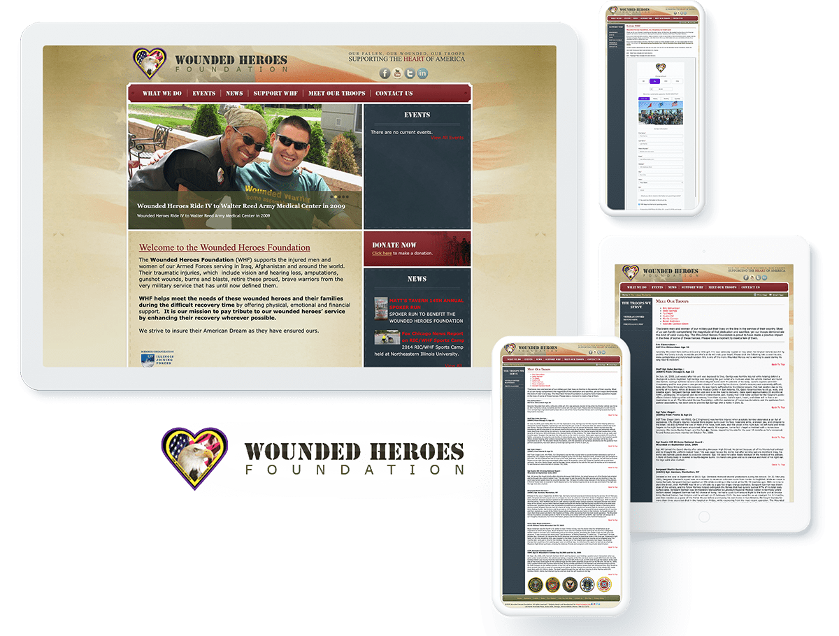 Wounded Heroes Foundation website design and development