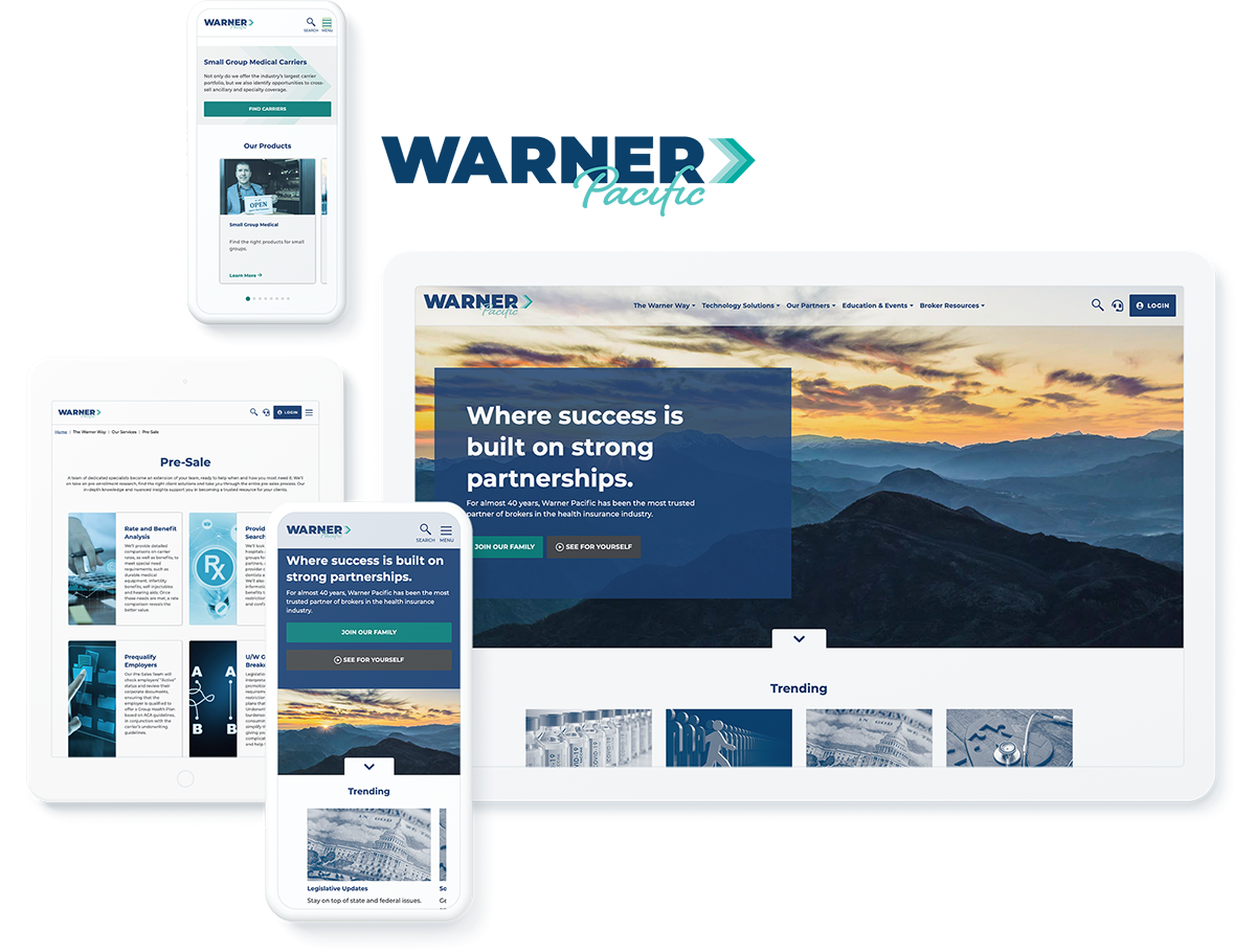 Warner Pacific insurance experience design and web development